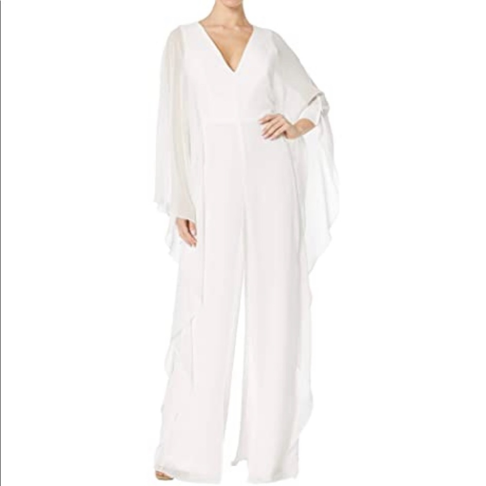 Halston Heritage White Dramatic Sleeve Jumpsuit - image 1